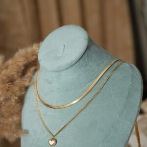 Golden Twin Heart Drop Necklace