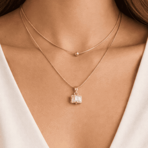 Emerald Cut Crystal Pendant Necklace