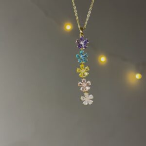Multi Color Flower Drop Neckpiece