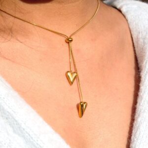 Dual Heart Drop Necklace