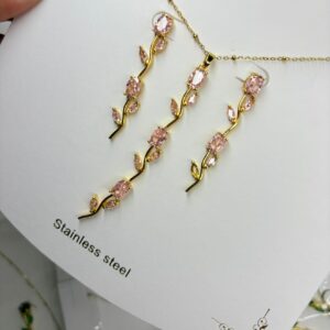 Pink Tulip Neckpiece with earrings