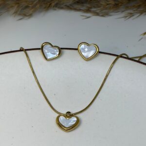 White Heart Pendant set