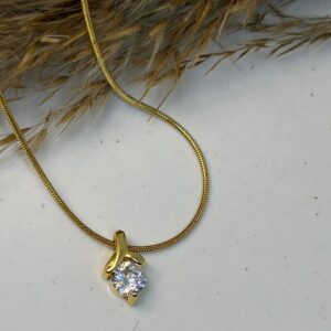 Crystal Bloom (White stone swirl chain pendant)