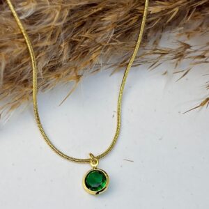 Verdant Charm (Green round chain pendant)