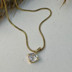 White Solitaire Chain Pendant