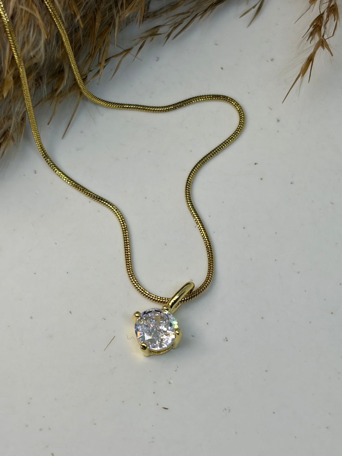 White Solitaire Chain Pendant