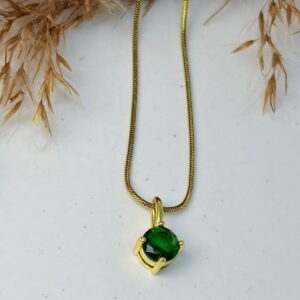 Green round solitaire Chain Pendent