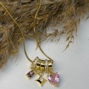 Pink Heart Charms Chain Pendant