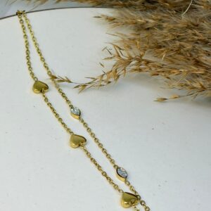 Double Heart Charm Bracelet