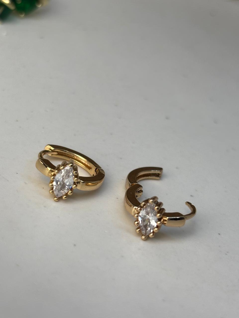 Luxe Pear Huggie Hoops - Image 2