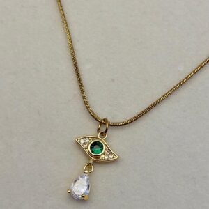 Emerald Drop Evil Eye Chain Pendant