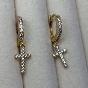 Crystle Cross Huggies Earrings