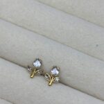 White tulip Emerald Studs