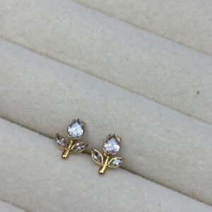White tulip Emerald Studs