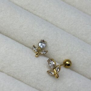White tulip Emerald Studs